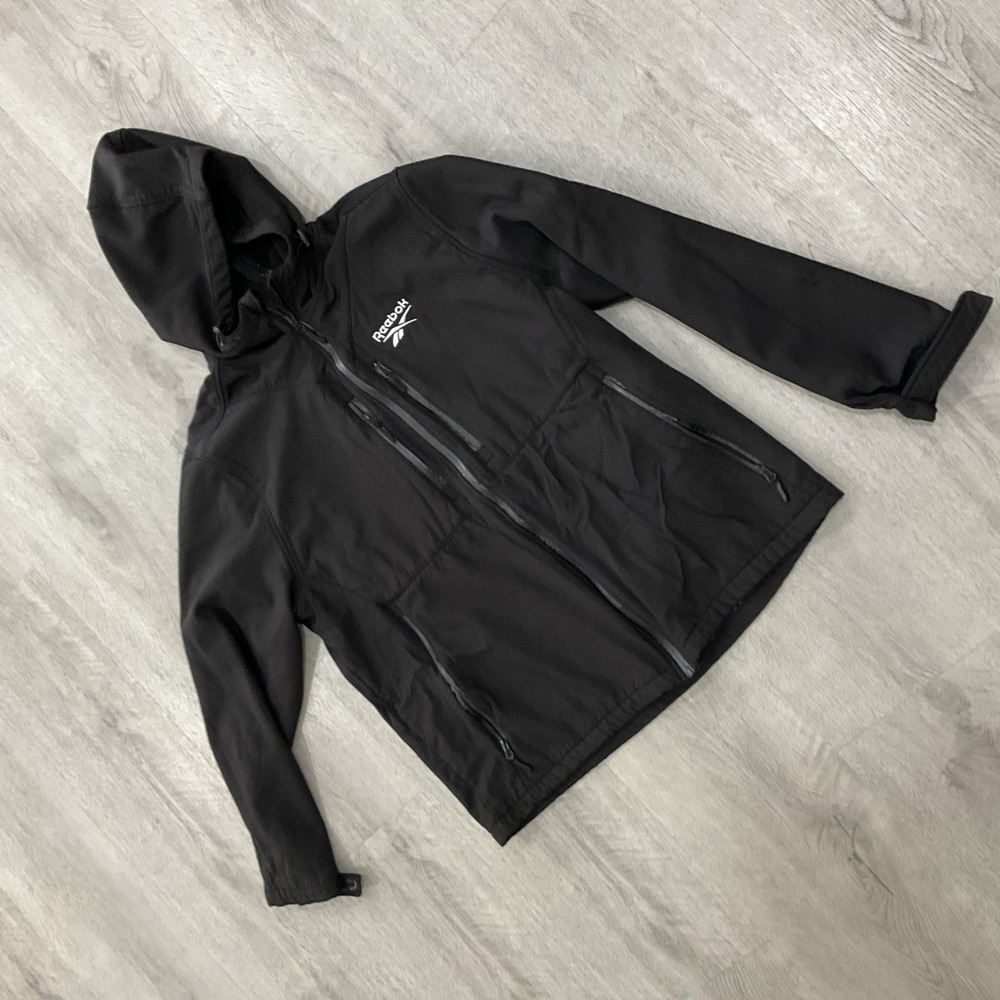 Reebok Men's Hooded Softshell Zip Up Jacket Black XXL